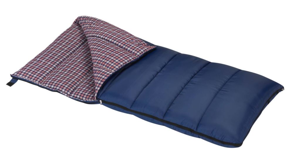 Wenzel Blue Jay 25 Degree Sleeping Bag, Navy, Red Plaid, 81In X 38In, 74923714