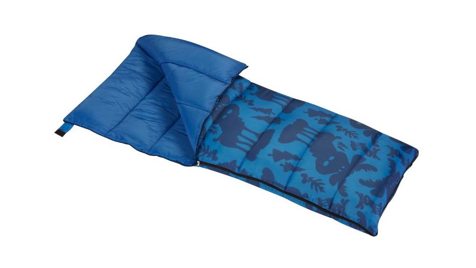 Wenzel Boy's Moose Bag 40 Degree Sleeping Bag, Two Tone Blue, 66In X 26In, 49659