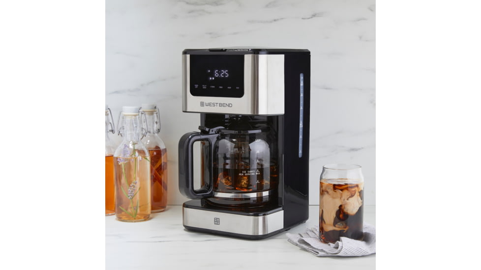 WestBend Hot and Iced Touchscreen Coffee Maker, Stainless Steel, 12 Cup, CMWB12BK13