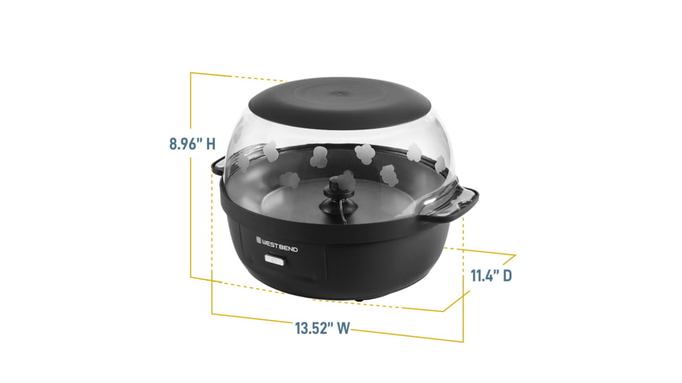 WestBend Stir Crazy Popcorn Maker, Black, 6 Quart, PCWBSCBK13
