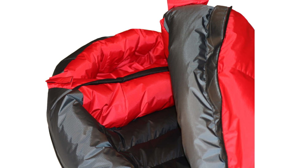 Western Mountaineering Bison Gore Infinium Sleeping Bag. Left Zip, Crimson/Black, 6in, 60BISGILZ
