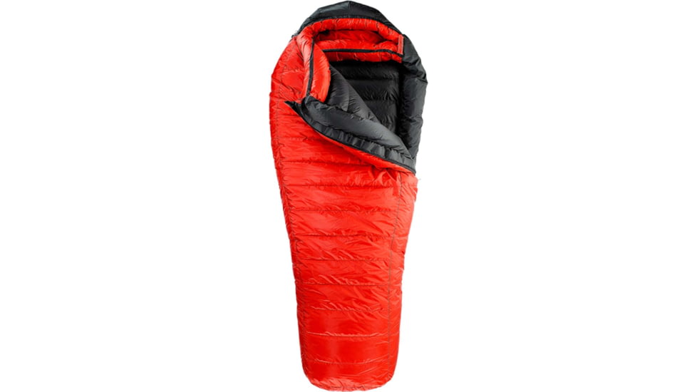 Western Mountaineering Bison Gore Infinium Sleeping Bag. Left Zip, Crimson/Black, 6 ft 0 in, 60BISGILZ