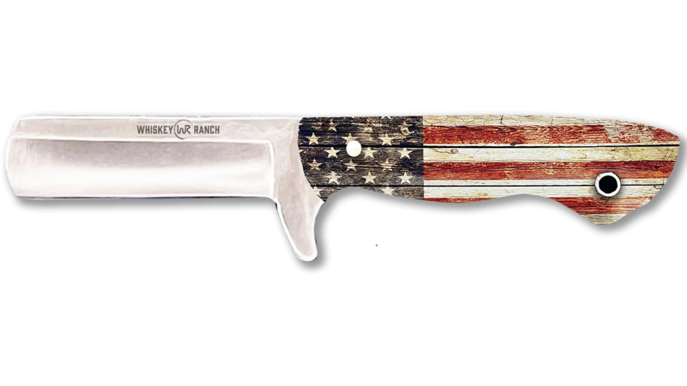Whiskey Bent Knives Bullcutter Fixed Knife, 440 Steel Blade, 6in Overall Length, Acrylic Handle, Patriot, WB40-18