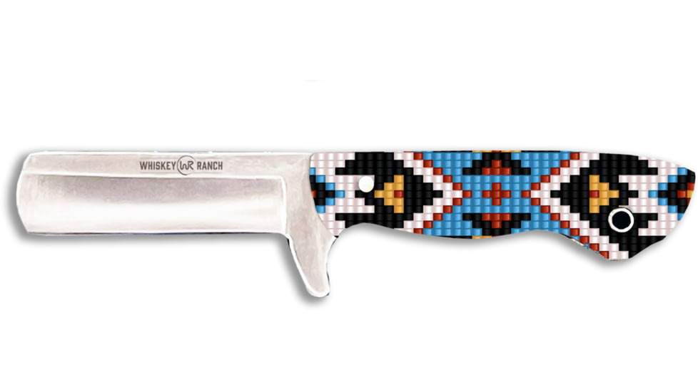 Whiskey Bent Knives Bullcutter Fixed Knife, 440 Steel Blade, 6in Overall Length, Acrylic Handle, Sky Bead, WB40-05