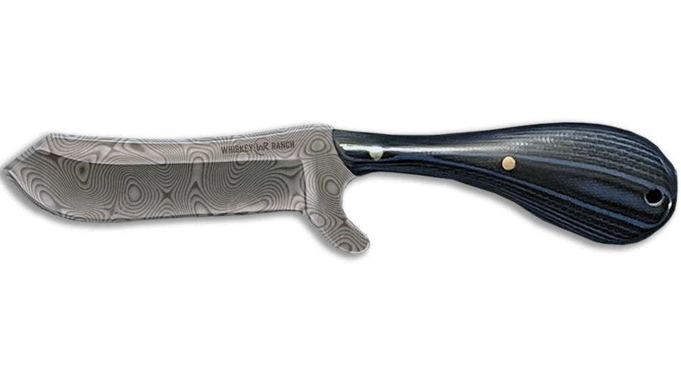 Whiskey Bent Knives Bullcutter Fixed Knife w/Damascus Blade, 440 Steel Blade, 6in Overall Length, G10 Handle, Nightfall, WB42-29