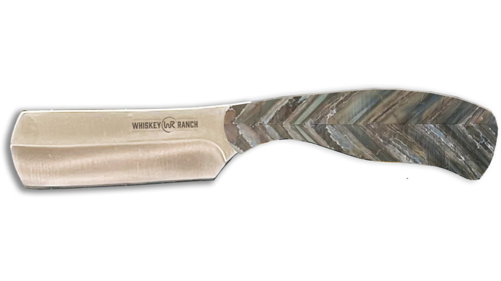 Whiskey Bent Knives Bullcutter Traditional Fixed Knife w/440 Steel Blade, 6.5in Overall Length, Acrylic Handle, Brown Mammoth, WB48-51