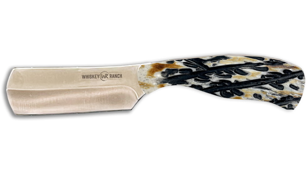 Whiskey Bent Knives Bullcutter Traditional Fixed Knife w/440 Steel Blade, 6.5in Overall Length, Natural Bone Handle, Burnt Bone, WB48-78