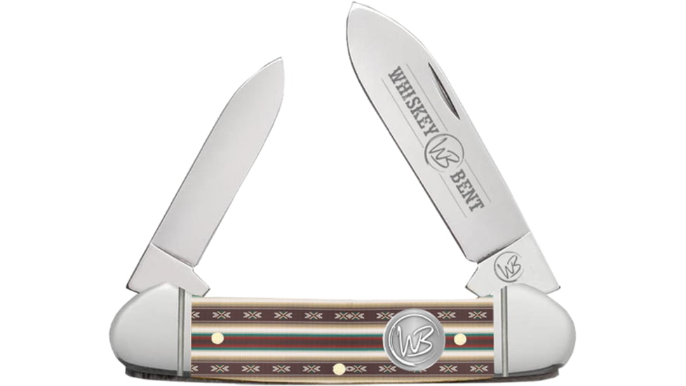 Whiskey Bent Knives Canoe Folding Knife, Spear &amp; Pen Blades, 440 Steel Blade, 3.63in Closed Length, Acrylic Handle, Mesa, WB12-37