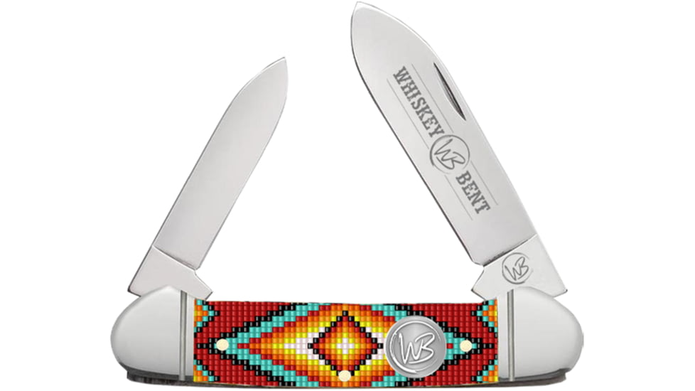 Whiskey Bent Knives Canoe Folding Knife, Spear &amp; Pen Blades, 440 Steel Blade, 3.63in Closed Length, Acrylic Handle, The Warrior, WB12-45