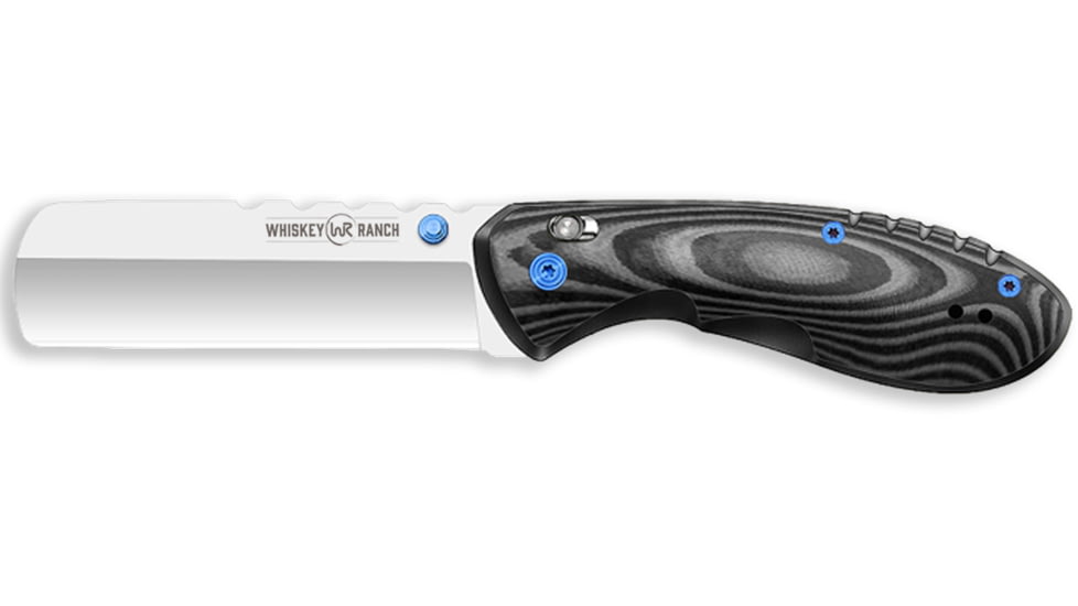 Whiskey Bent Knives Catch Pin Lock 2.91in Folding Knife, Satin Blade, Castrating, G10 Handle, Raven, WB65-001