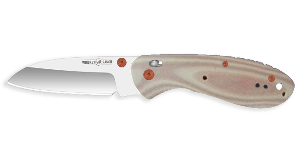 Whiskey Bent Knives Catch Pin Lock Desert Sand 3.45in Folding Knife, Sheepsfoot, Satin Blade, G10 Handle, WB61-26