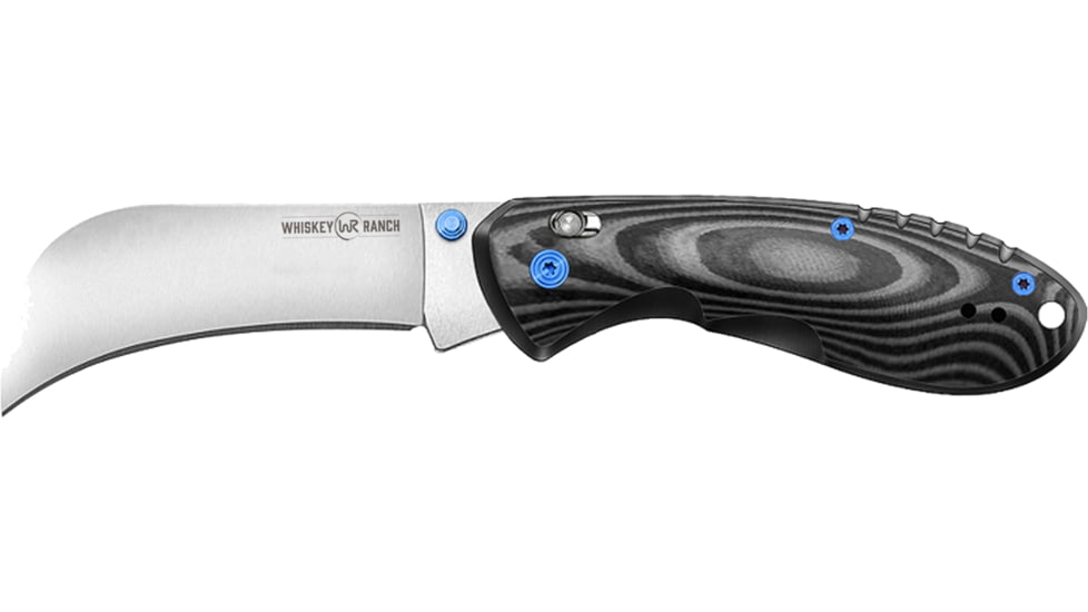 Whiskey Bent Knives Catch Pin Lock Night Hawk 3.45in Fixed Knife, Satin Blade, G10 Handle, WB52-001