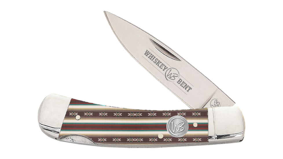 Whiskey Bent Knives Lock Blade Folding Knife, Single Clip Point, 440 Steel Blade, 3.75in Closed Length, Acrylic Handle, Mesa, WB13-37