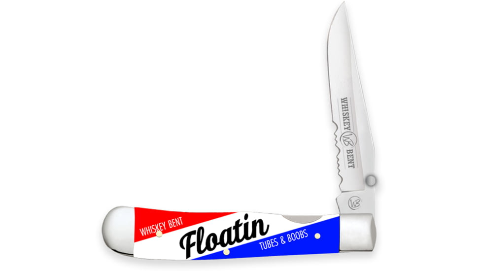 Whiskey Bent Knives Locking Trapper Folding Knife, Single Clip Blade, 440 Steel Blade, 4.125in Closed Length, Acrylic Handle, Floatin', WB16-42