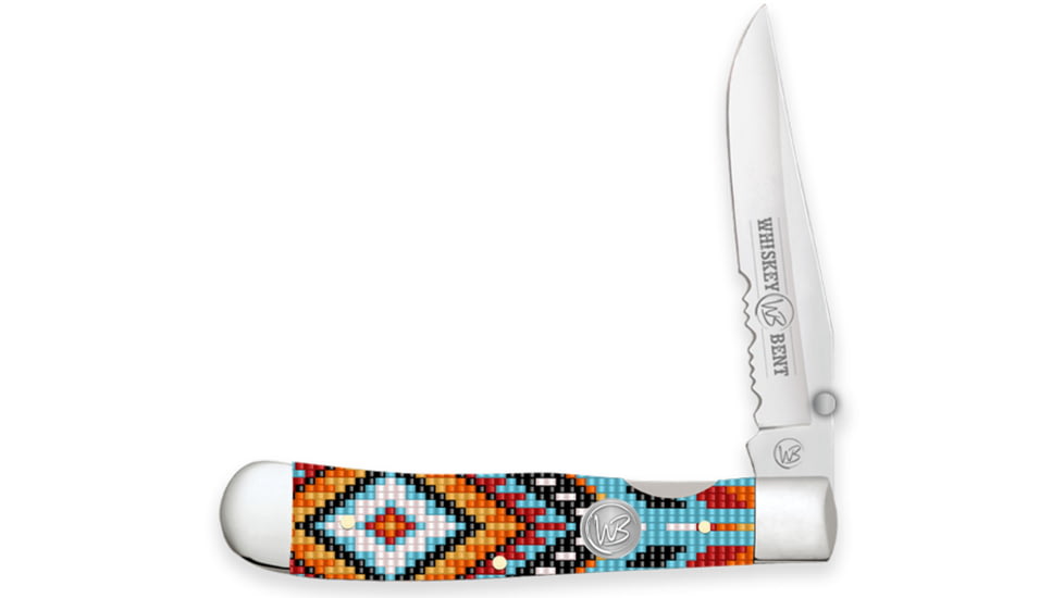 Whiskey Bent Knives Locking Trapper Folding Knife, Single Clip Blade, 440 Steel Blade, 4.125in Closed Length, Acrylic Handle, Wapi, WB16-44