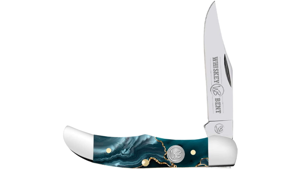 Whiskey Bent Knives Mini Hunter Folding Knife, Single Clip, 440 Steel Blade, 2.75in Closed Length, Acrylic Handle, Gold Rush, WB14-23