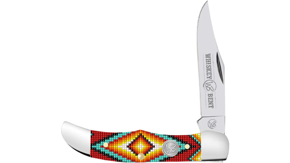 Whiskey Bent Knives Mini Hunter Folding Knife, Single Clip, 440 Steel Blade, 2.75in Closed Length, Acrylic Handle, The Warrior, WB14-45