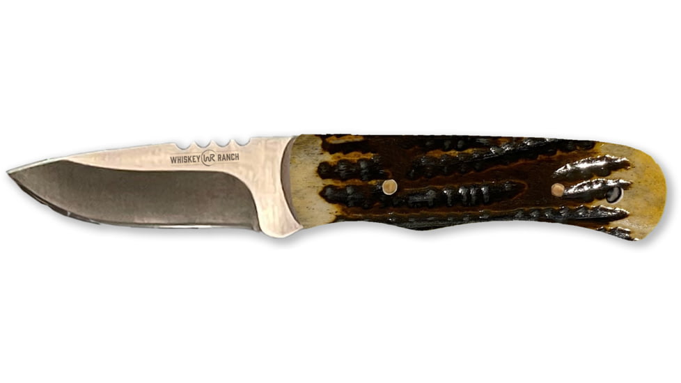 Whiskey Bent Knives Skinner Fixed Knife, 440 Steel Blade, 6.87in Overall Length, Natural Bone Handle, Honey Badger, WB43-41