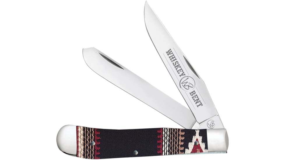 Whiskey Bent Knives Trapper Folding Knife, Slip Joint, 440 Steel Blade, 4.125in Closed Length, Acrylic Handle, Aztec, WB11-04