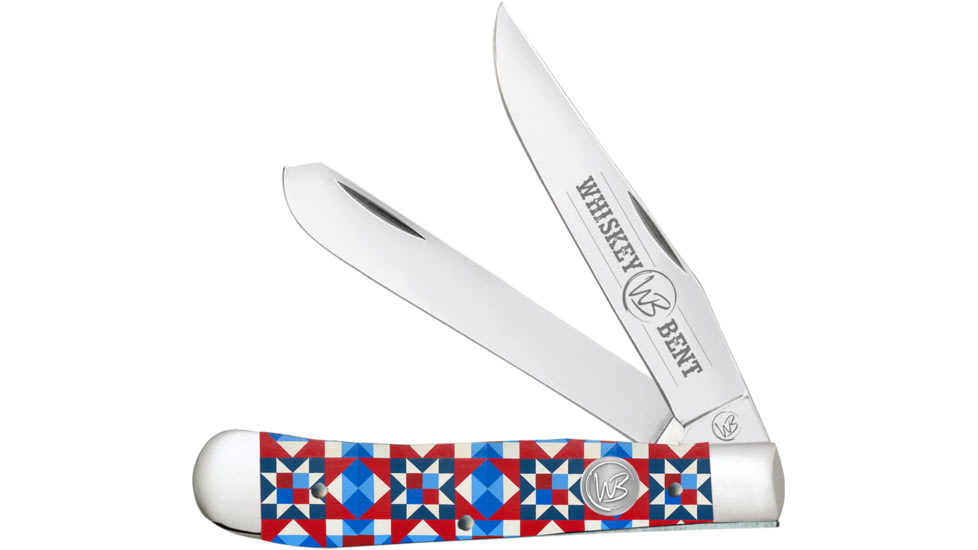 Whiskey Bent Knives Trapper Folding Knife, Slip Joint, 440 Steel Blade, 4.125in Closed Length, Acrylic Handle, Barn Art, WB11-17