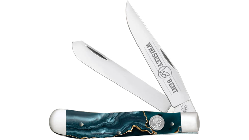 Whiskey Bent Knives Trapper Folding Knife, Slip Joint, 440 Steel Blade, 4.125in Closed Length, Acrylic Handle, Gold Rush, WB11-23