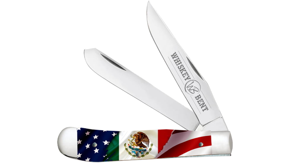 Whiskey Bent Knives Trapper Folding Knife, Slip Joint, 440 Steel Blade, 4.125in Closed Length, Acrylic Handle, Heritage, WB11-35