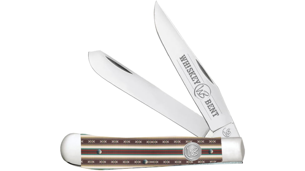 Whiskey Bent Knives Trapper Folding Knife, Slip Joint, 440 Steel Blade, 4.125in Closed Length, Acrylic Handle, Mesa, WB11-37