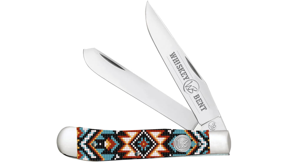 Whiskey Bent Knives Trapper Folding Knife, Slip Joint, 440 Steel Blade, 4.125in Closed Length, Acrylic Handle, Southwest Sand, WB11-19