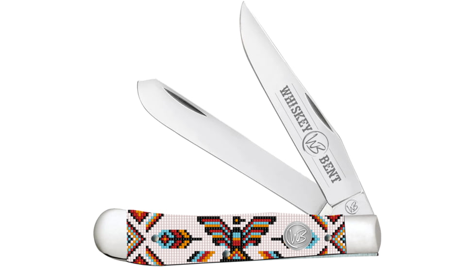 Whiskey Bent Knives Trapper Folding Knife, Slip Joint, 440 Steel Blade, 4.125in Closed Length, Acrylic Handle, Thunderbird, WB11-20