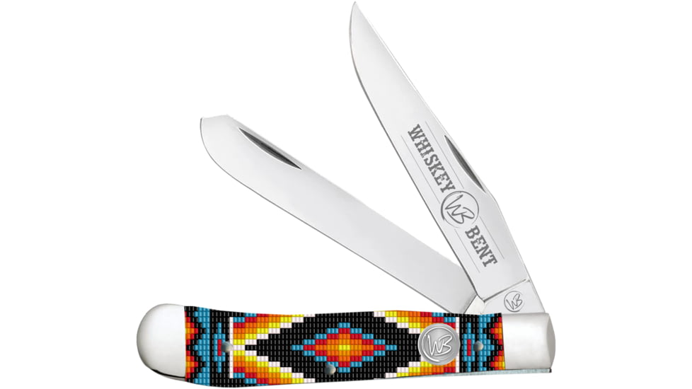 Whiskey Bent Knives Trapper Folding Knife, Slip Joint, 440 Steel Blade, 4.125in Closed Length, Acrylic Handle, Woodstock, WB11-21