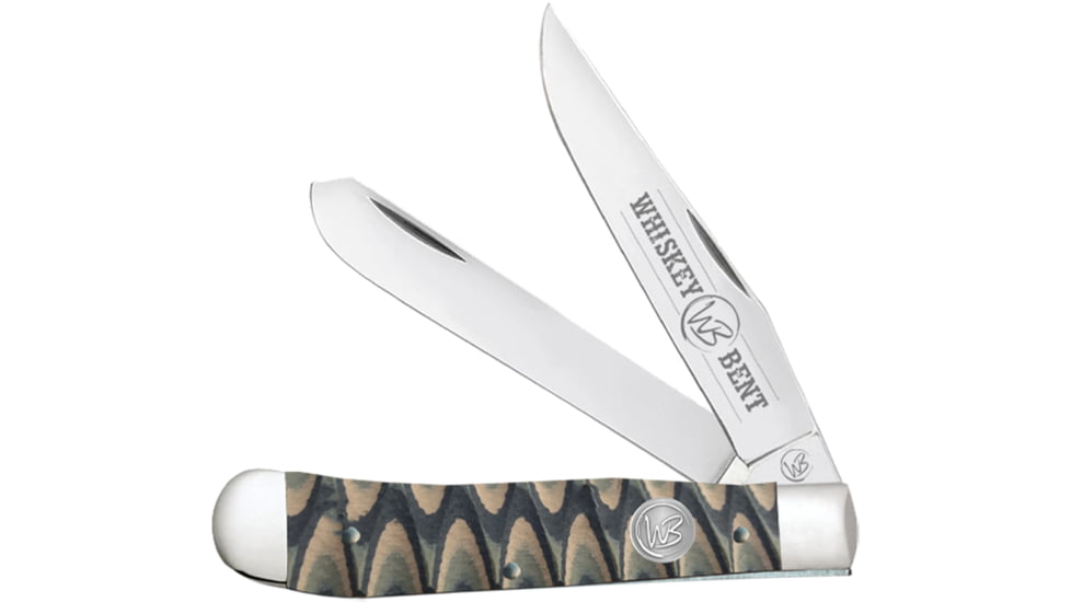 Whiskey Bent Knives Trapper Folding Knife, Slip Joint, 440 Steel Blade, 4.125in Closed Length, G10 Handle, Brown Fang, WB11-28