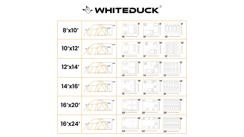 White Duck Alpha Wall Tent, Water Repellent, 10ft x 12ft, WD-0045