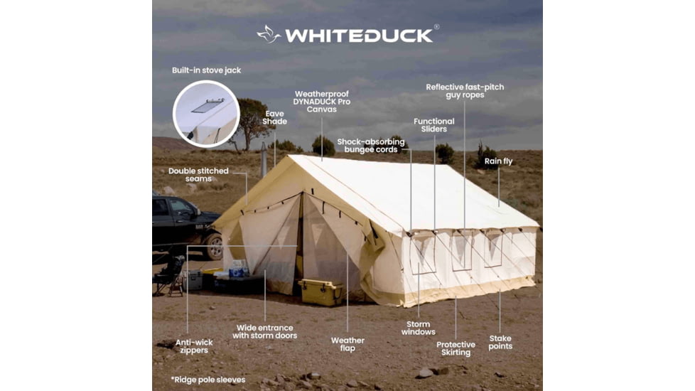 White Duck Alpha Wall Tent, Water Repellent, 10ft x 12ft, WD-0045