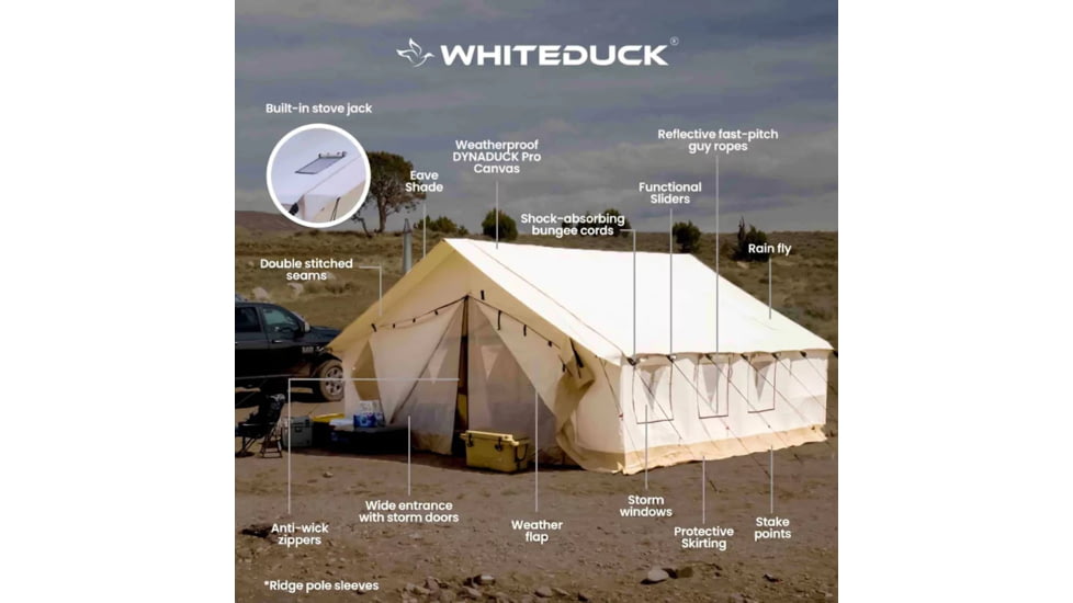 White Duck Alpha Wall Tent, Water Repellent, 14ft x 16ft, WD-0014