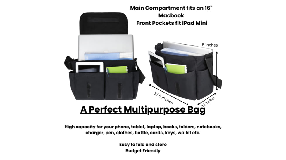 White Duck Filios Messenger Bag, Black, FMBB-1712