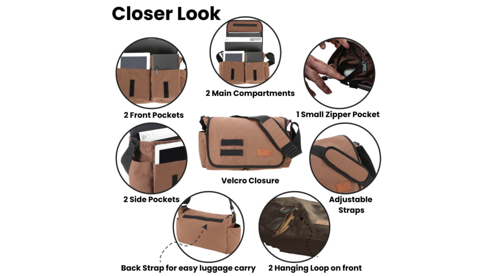 White Duck Filios Messenger Bag, Brown, FMBBR-1712