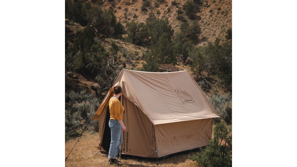 White Duck Rover Scout Tent w/ Jack Stove, Fire Water Repellent, Sandstone Beige, 6ftx8ft, WD-RBT-65