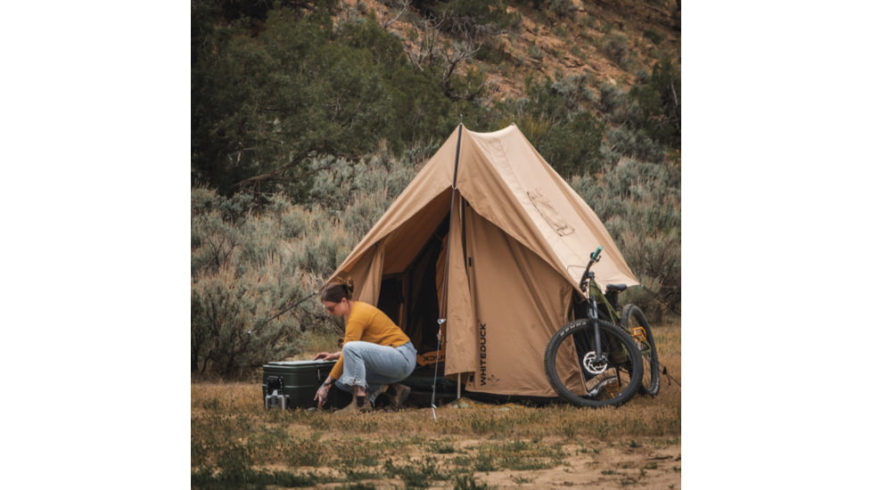 White Duck Rover Scout Tent w/ Jack Stove, Fire Water Repellent, Sandstone Beige, 6ftx8ft, WD-RBT-65
