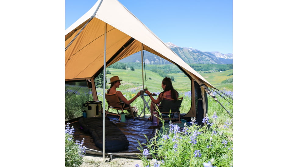 White Duck Rover Scout Tent w/ Jack Stove, Water Repellent, Sandstone Beige, 8ftx9ft, WD-RBT-37