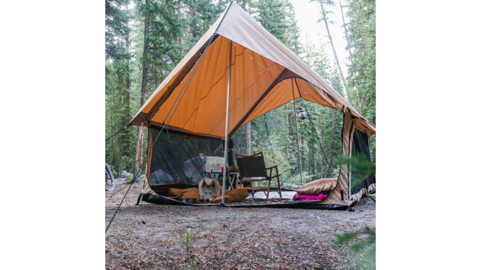 White Duck Rover Scout Tent w/ Jack Stove, Water Repellent, Sandstone Beige, 8ftx9ft, WD-RBT-37