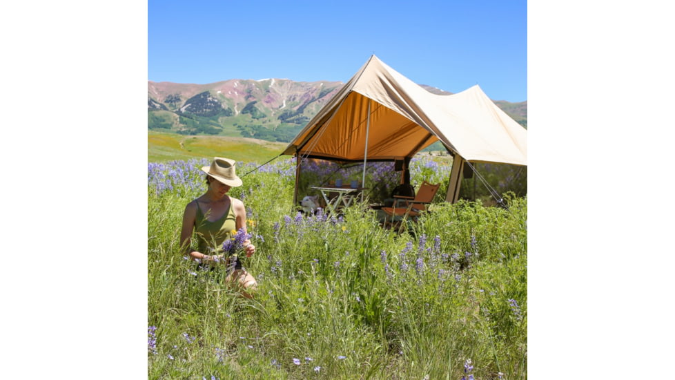 White Duck Rover Scout Tent w/ Jack Stove, Water Repellent, Sandstone Beige, 8ftx9ft, WD-RBT-37