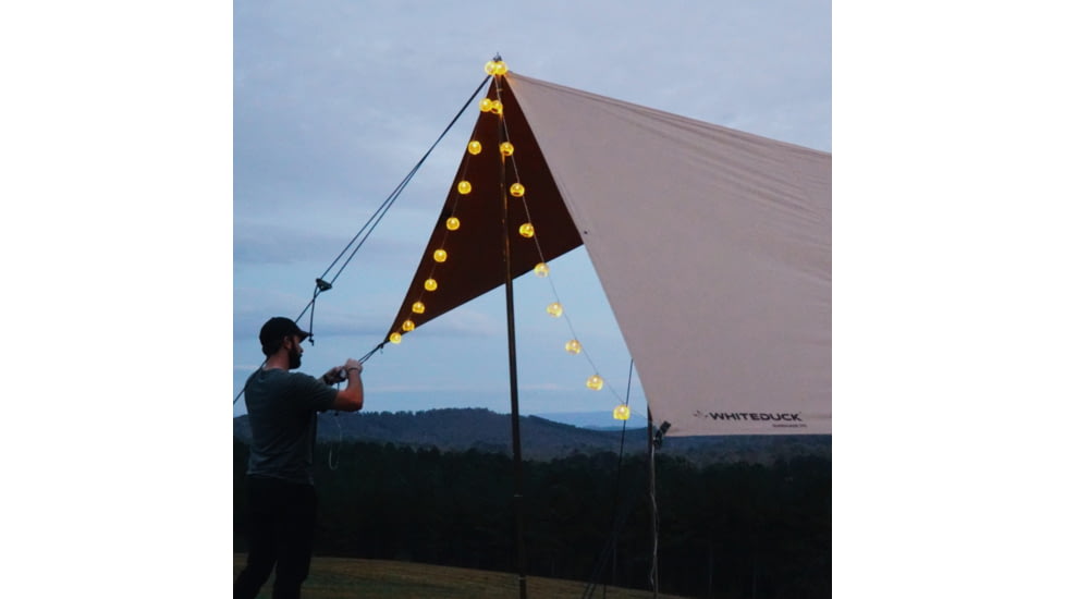 White Duck Sunshade Tarp 330 w/ Poles, 13ft x 13ft/4 x 4 m, SS-4x4-WR