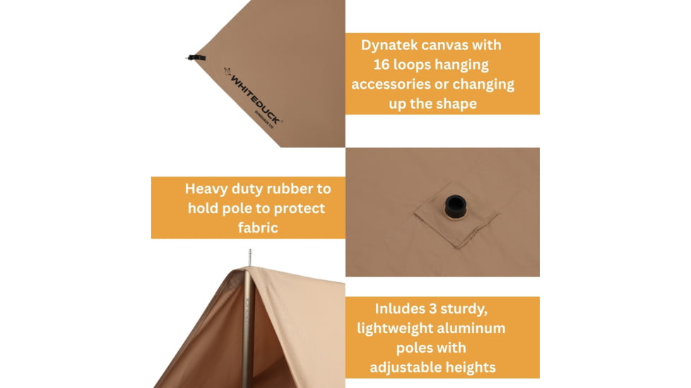 White Duck Sunshade Tarp 330 w/ Poles, 13ft x 13ft/4 x 4 m, SS-4x4-WR