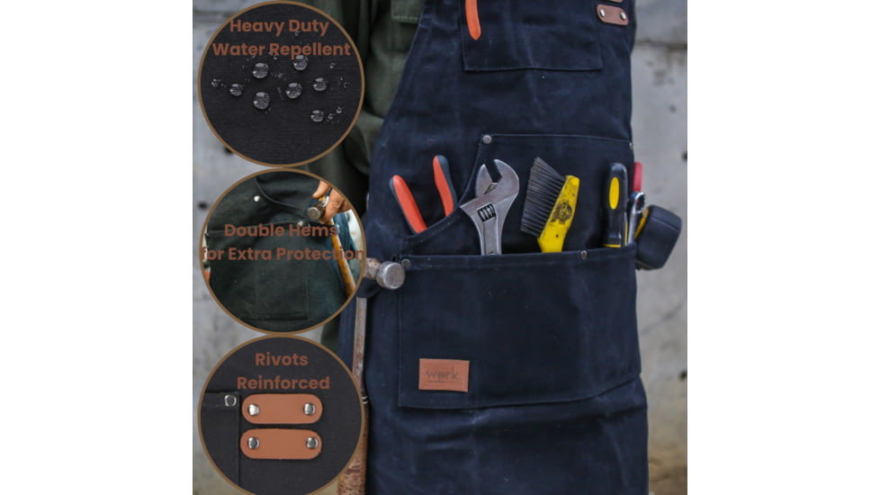 White Duck Work Apron, Black, WWD-001