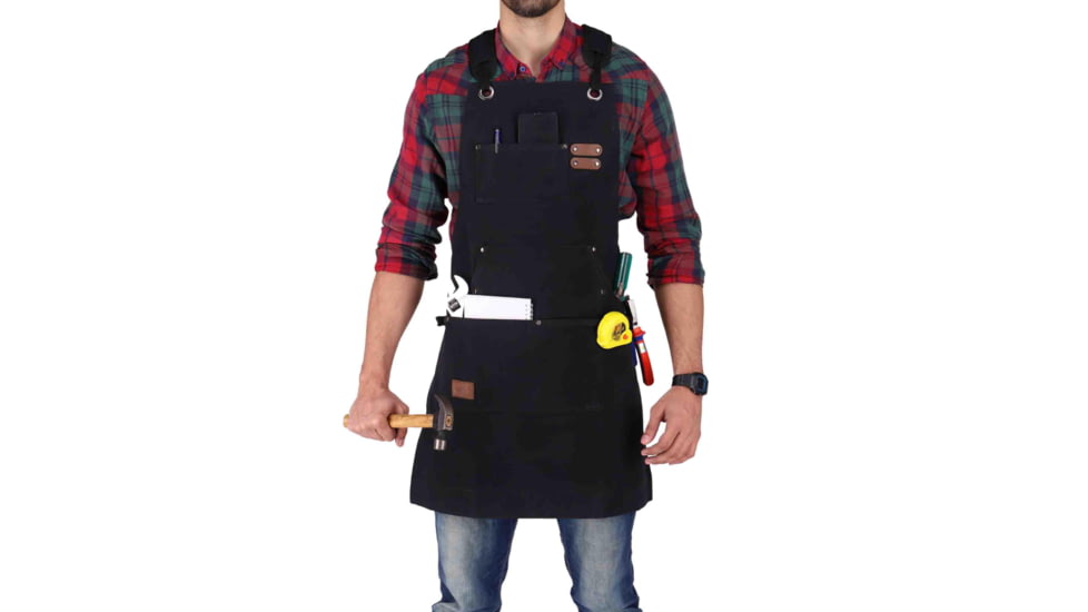 White Duck Work Apron, Black, WWD-001