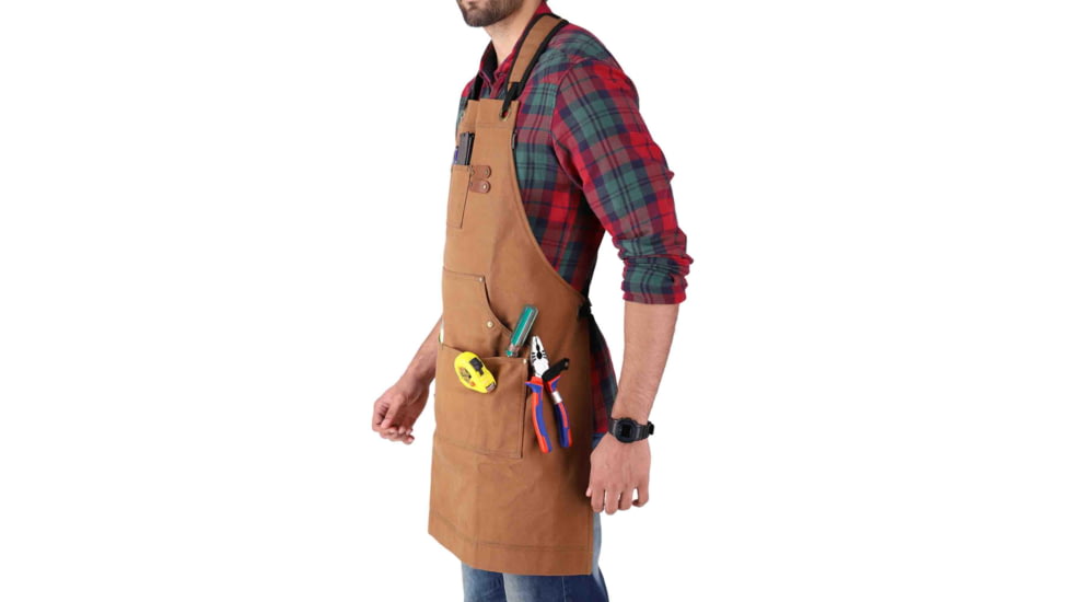 White Duck Work Apron, Brown, WWD-002