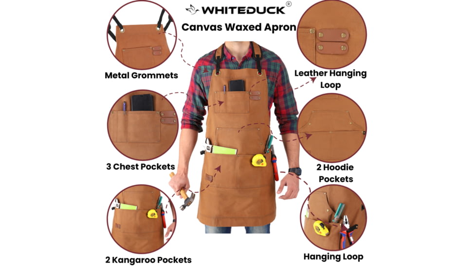 White Duck Work Apron, Brown, WWD-002
