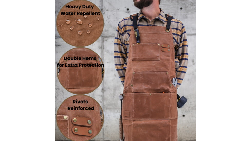 White Duck Work Apron, Brown, WWD-002