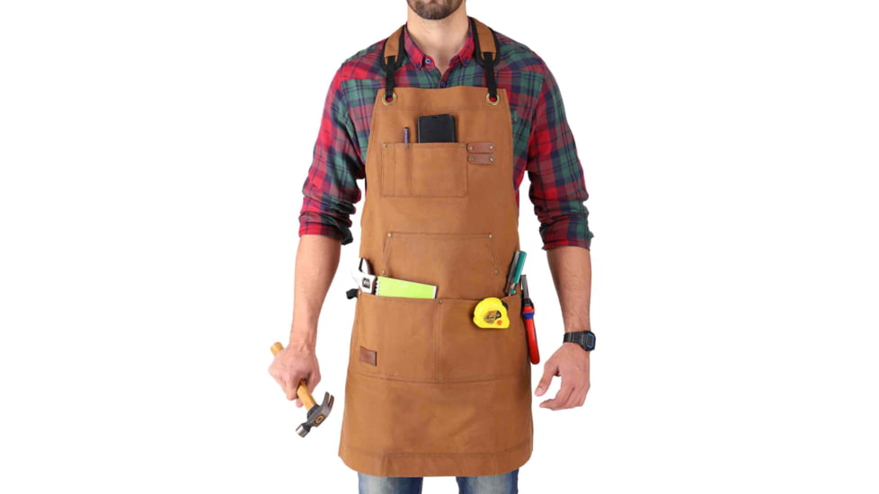White Duck Work Apron, Brown, WWD-002