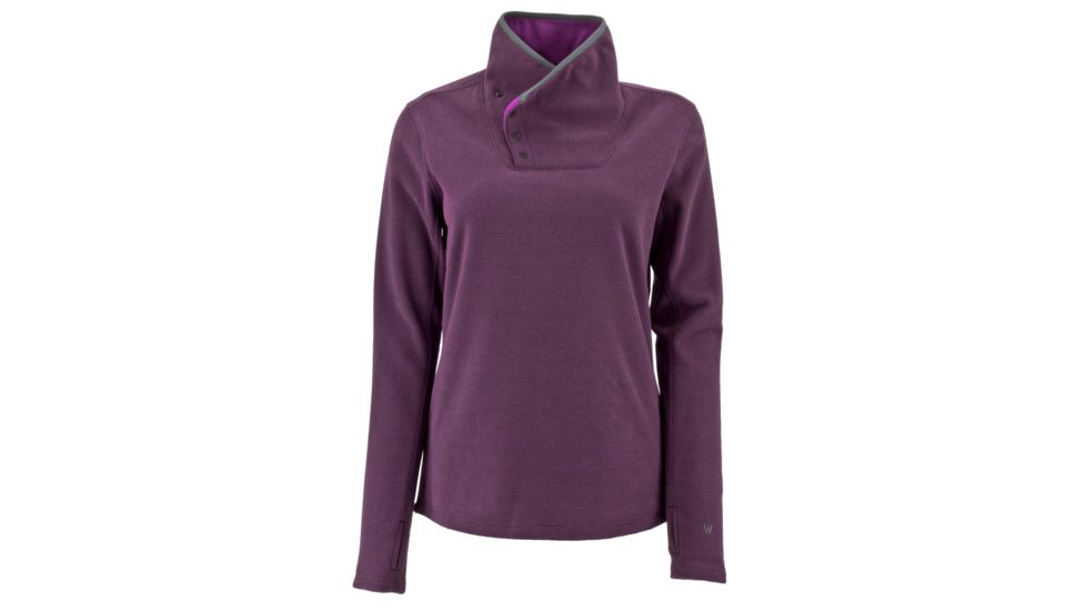 White Sierra Blacktail Fleece Snap-Neck Pullover - Womens, Dark Purple, Medium, F3229W-DKP-MEDIUM